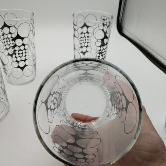 Mid Century Modern Clear w/Outlined Black Circles Libbey Juice Glass - Picture 8 of 8